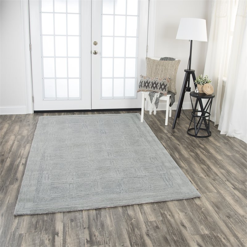Alora Decor Emerson 5' x 8' Squares Grey/Gray/Rust/Blue Hand-Tufted Area Rug