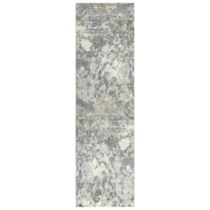 Alora Decor Essential 2'6&quot x 8' Abstract Gray/Ivory Hybrid Area Rug
