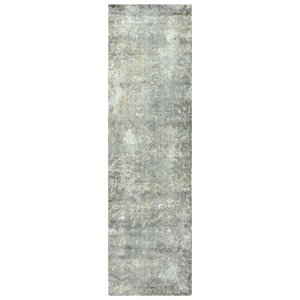 Alora Decor Essential 2'6&quot x 8' Scroll Gray/Ivory Hybrid Area Rug