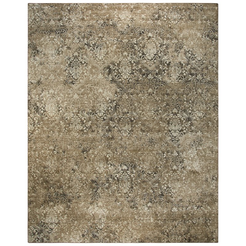 Alora Decor Euphoria 3' x 5' Damask Ivory/Gray/Rust/Blue Hybrid Area Rug