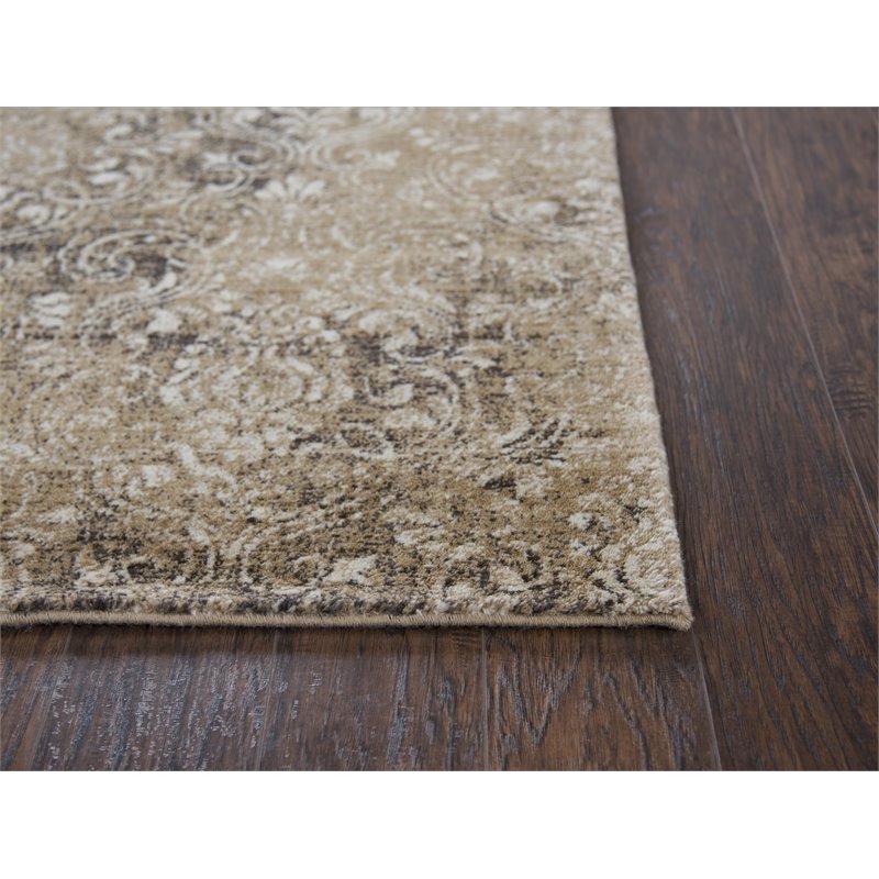 Alora Decor Euphoria 5' x 8' Damask Ivory/Gray/Rust/Blue Hybrid Area Rug