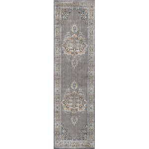 Alora Decor Euphoria 2'6&quot x 8' Distress Gray/Gray/Rust/Blue Hybrid Area Rug