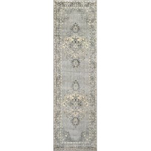 Alora Decor Euphoria 2'6&quot x 8' Distress Gray/Gray/Rust/Blue Hybrid Area Rug