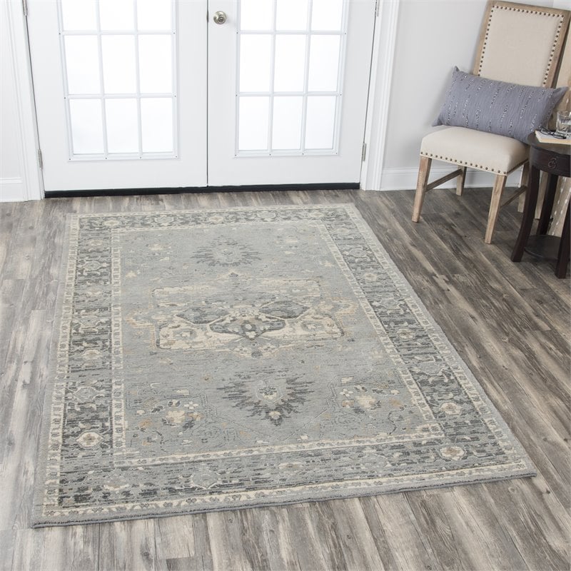 Alora Decor Euphoria 9' x 12' Distress Gray/Gray/Rust/Blue Hybrid Area Rug