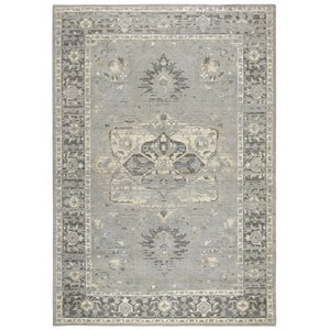 Alora Decor Euphoria 9' x 12' Distress Gray/Gray/Rust/Blue Hybrid Area Rug