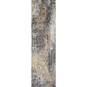 Alora Decor Euphoria 2'6&quot x 8' Floral Distress Gray/Gray/Rust/Blue Hybrid Rug