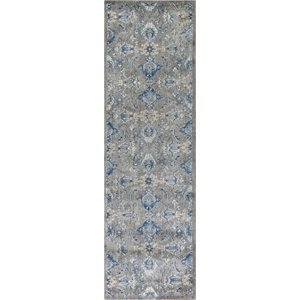 Alora Decor Euphoria 2'6&quot x 8' Gray/Gray/Rust/Blue Hybrid Area Rug