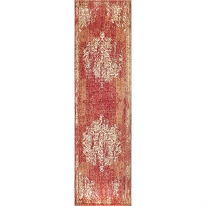 Alora Decor Euphoria 2'6&quot x 10' Distress Red/Gray/Rust/Blue Hybrid Area Rug