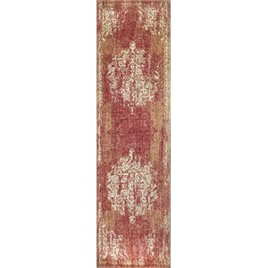Alora Decor Euphoria 2'6&quot x 8' Distress Red/Gray/Rust/Blue Hybrid Area Rug