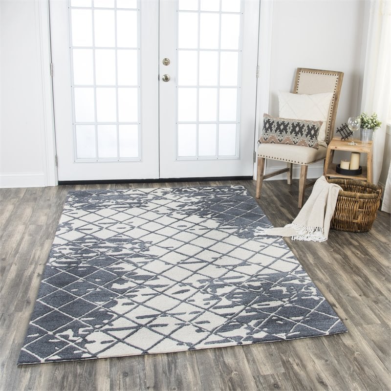 Alora Decor Geneva 5' x 8' Abstract Natural/Ivory Hand-Tufted Area Rug