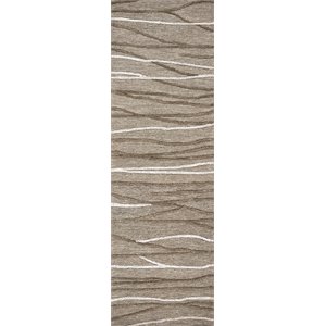 Alora Decor Geneva 2'6&quot x 8' Lines Natural/Ivory Hand-Tufted Area Rug