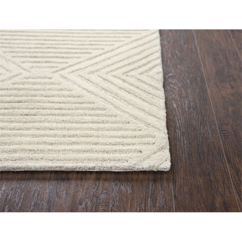Alora Decor Geneva 5' x 8' Solid Natural/Ivory Hand-Tufted Area Rug