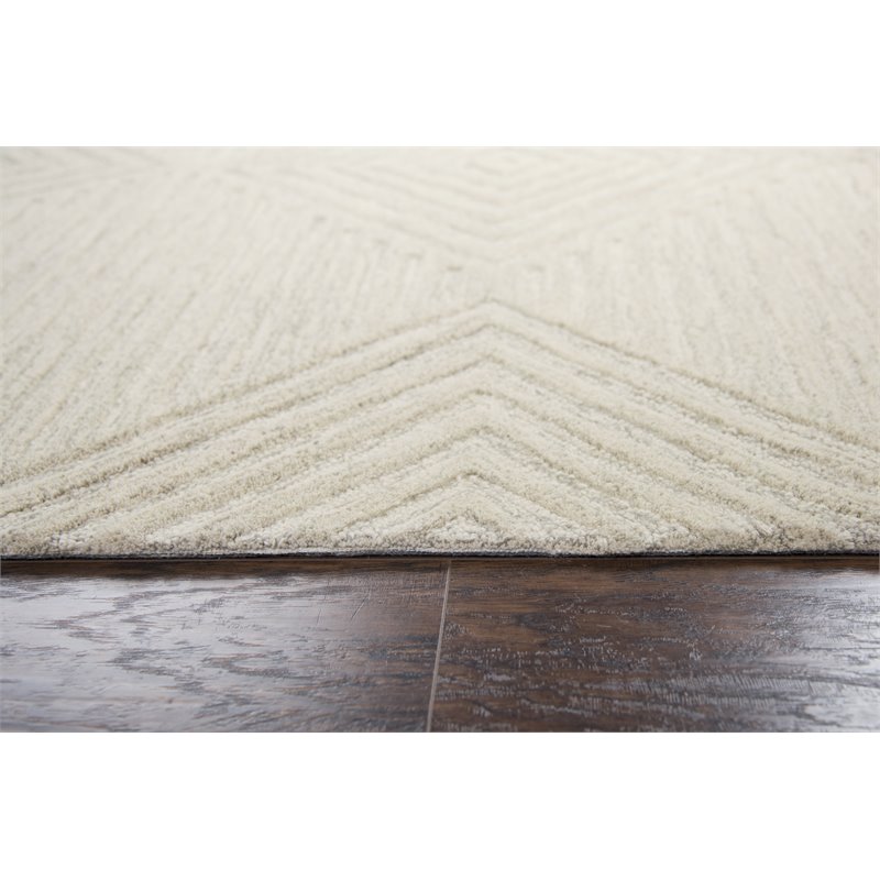 Alora Decor Geneva 5' x 8' Solid Natural/Ivory Hand-Tufted Area Rug
