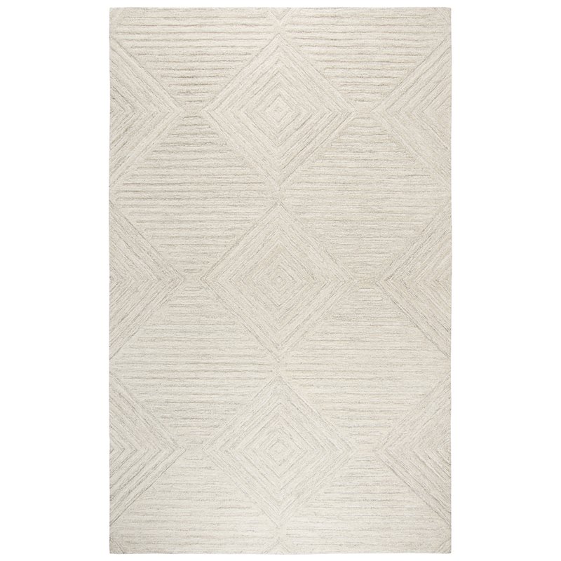 Alora Decor Geneva 5' x 8' Solid Natural/Ivory Hand-Tufted Area Rug
