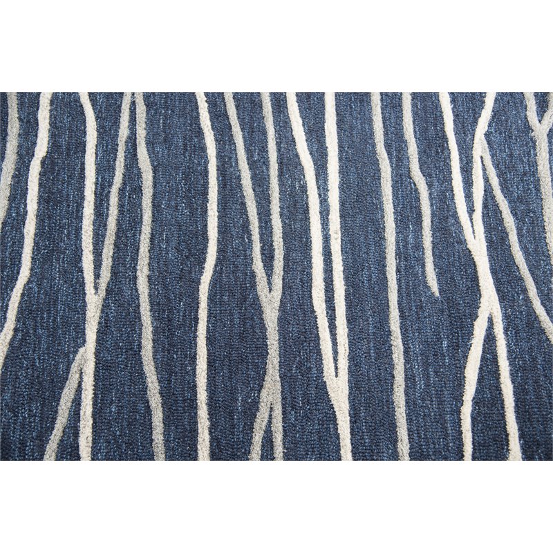 Alora Decor Geneva 5' x 8' Lines Navy/Ivory Hand-Tufted Area Rug