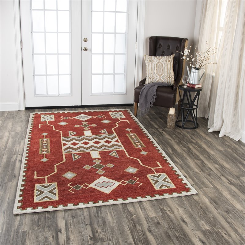 Alora Decor Durango 8' x 11' Southwest/Tribal Red/Multi Hand-Tufted Area Rug