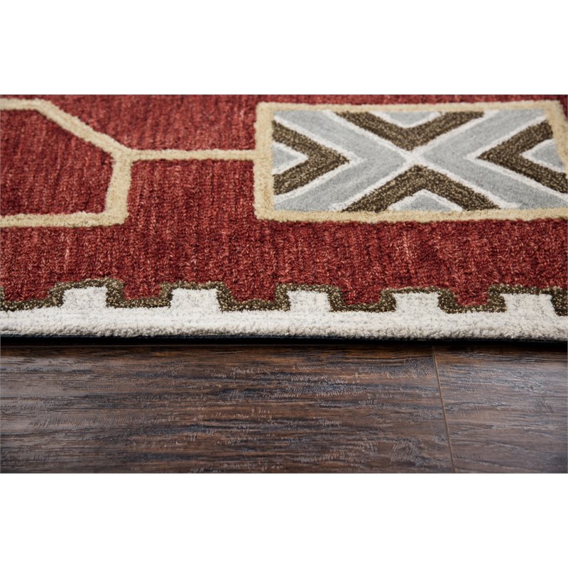 Alora Decor Durango 8' x 11' Southwest/Tribal Red/Multi Hand-Tufted Area Rug