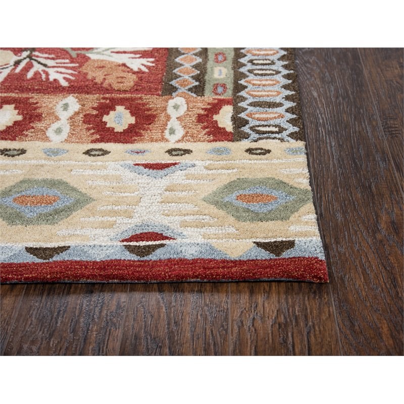 Alora Decor Itasca 8' x 10' Patchwork Red/Blue/Beige/Brown Hand-Tufted Area Rug