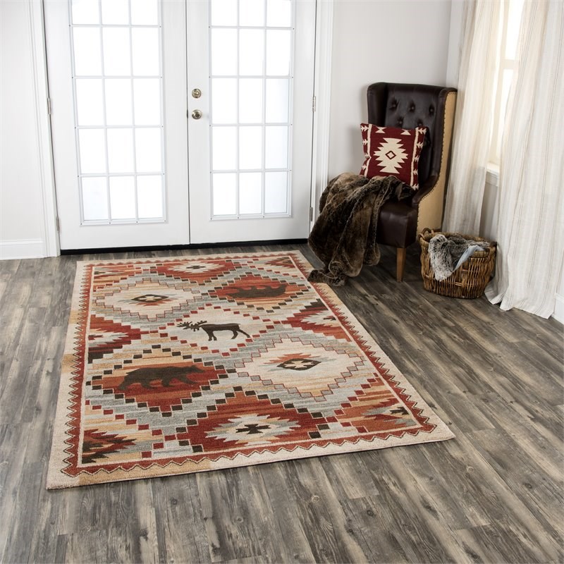 Alora Decor Itasca 8' x 10' Patchwork Red/Blue/Beige/Brown Hand-Tufted Area Rug