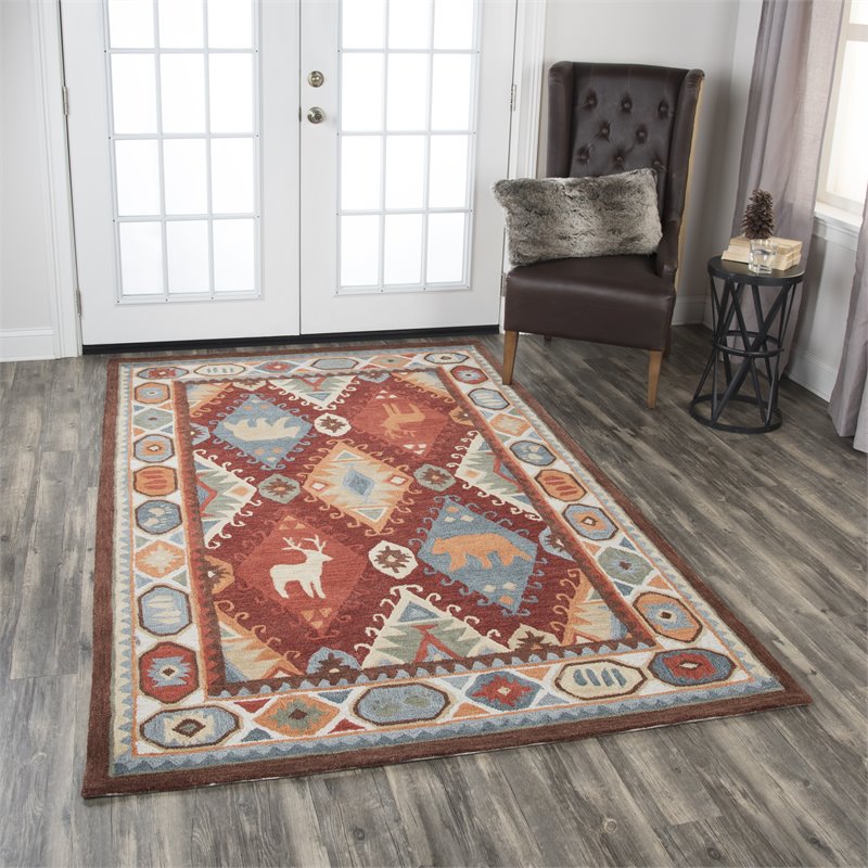 Alora Decor Itasca 8' x 10' Patchwork Red/Blue/Beige/Brown Hand-Tufted Area Rug