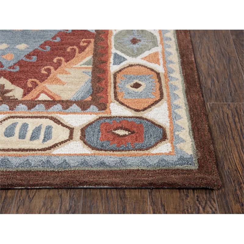 Alora Decor Itasca 5' x 8' Patchwork Red/Blue/Beige/Brown Hand-Tufted Area Rug