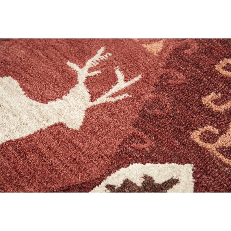 Alora Decor Itasca 5' x 8' Patchwork Red/Blue/Beige/Brown Hand-Tufted Area Rug