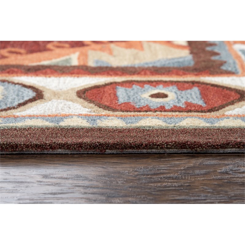 Alora Decor Itasca 5' x 8' Patchwork Red/Blue/Beige/Brown Hand-Tufted Area Rug