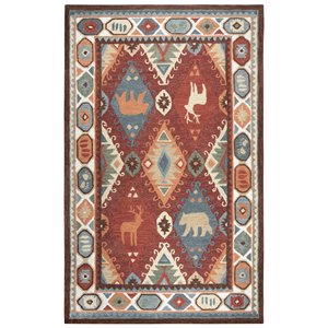 Alora Decor Itasca 5' x 8' Patchwork Red/Blue/Beige/Brown Hand-Tufted Area Rug