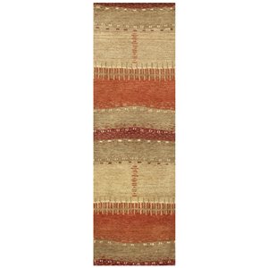 Alora Decor Desert 2'6&quot x 8' Maroon/Tan/Orange/beige Hand Tufted Area Rug