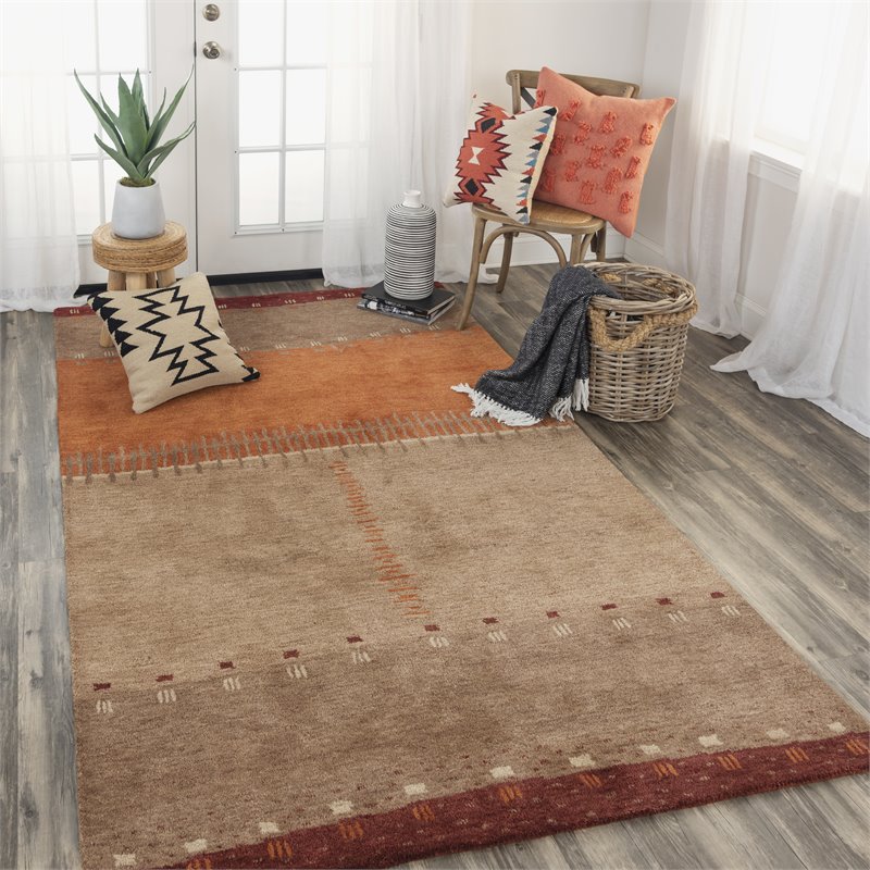 Alora Decor Desert 8' x 10' Maroon/Tan/Orange/beige Hand Tufted Area Rug
