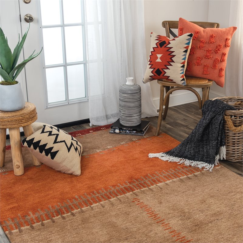Alora Decor Desert 5' x 8' Abstract Maroon/Tan/Orange/beige Hand Tufted Area Rug