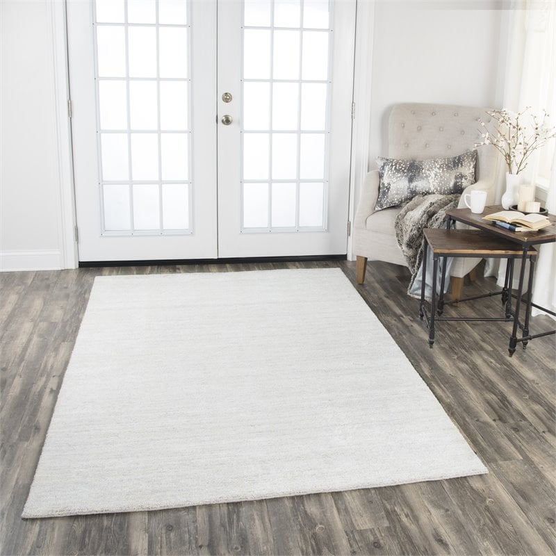 Alora Decor Demure 8' x 10' Solid Silver/Silver Hand-Loomed Area Rug