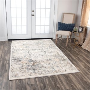Alora Decor Lavish 3'11&quot x 5'6&quot Floral Beige/Gray/Rust/Blue Area Rug