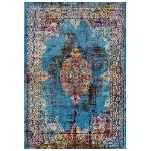 Alora Decor Morocco 3'11&quot x 5'6&quot Blue/Rust/Gold/Cream Power-Loomed Area Rug