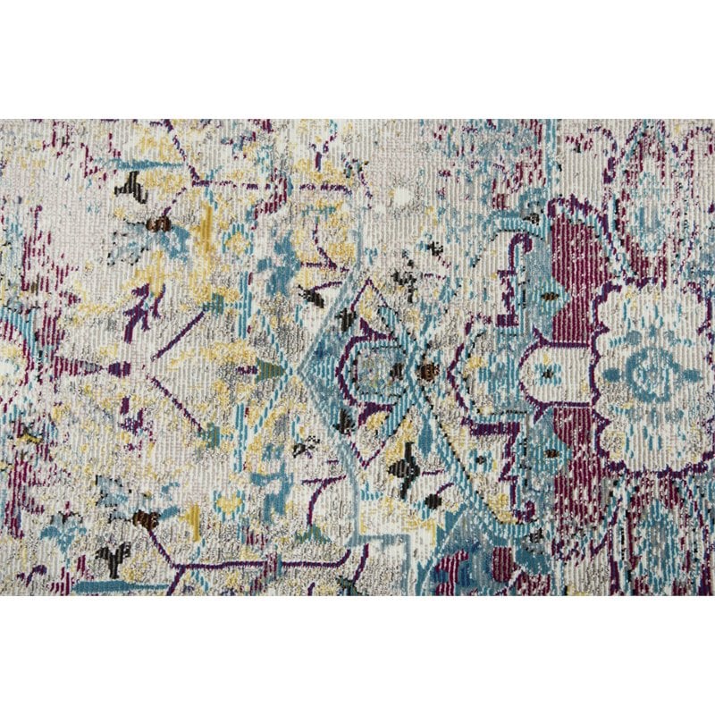 Alora Decor Morocco 5' x 7' Broken Blue/Cream/Gold Power-Loomed Area Rug