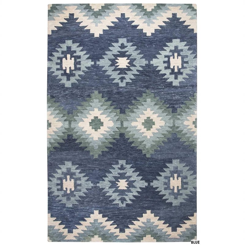 Alora Decor Napoli 8' x 10' Southwestern Motifs Blue/Ivory Hand-Tufted Area Rug