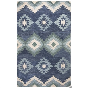 Alora Decor Napoli 8' x 10' Southwestern Motifs Blue/Ivory Hand-Tufted Area Rug