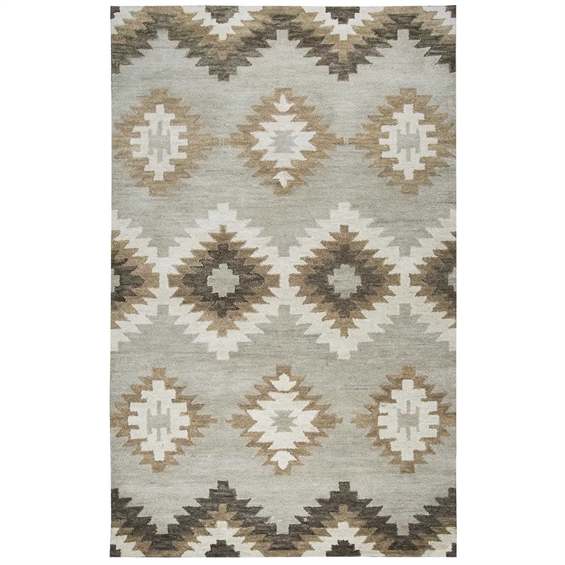 Alora Decor Napoli 8' x 10' Southwestern Motifs Blue/Ivory Hand-Tufted Area Rug