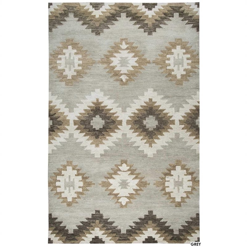 Alora Decor Napoli 8' x 10' Southwestern Motifs Blue/Ivory Hand-Tufted Area Rug