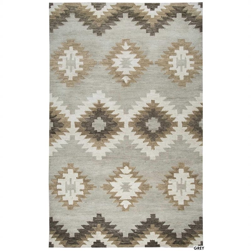 Alora Decor Napoli 5' x 8' Southwestern Motifs Blue/Ivory Hand-Tufted Area Rug
