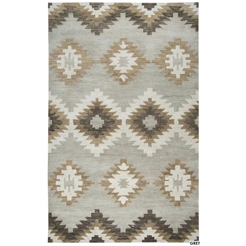 Alora Decor Napoli 5' x 8' Southwestern Motifs Blue/Ivory Hand-Tufted Area Rug