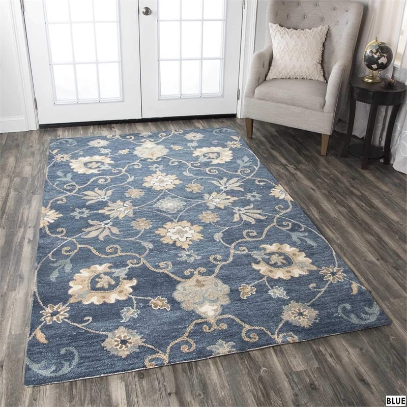 Alora Decor Napoli 8' x 10' Traditional Motifs Blue/Ivory Hand-Tufted Area Rug