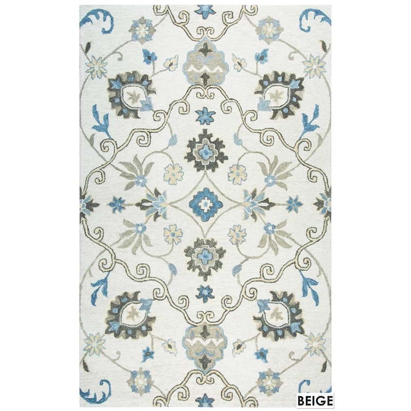 Alora Decor Napoli 8' x 10' Traditional Motifs Blue/Ivory Hand-Tufted Area Rug