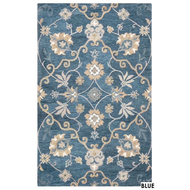 Alora Decor Napoli 8' x 10' Traditional Motifs Blue/Ivory Hand-Tufted Area Rug