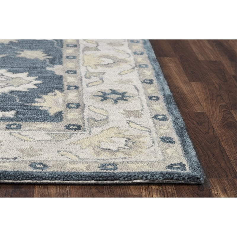 Alora Decor Napoli 5' x 8' Traditional Motifs Blue/Ivory Hand-Tufted Area Rug