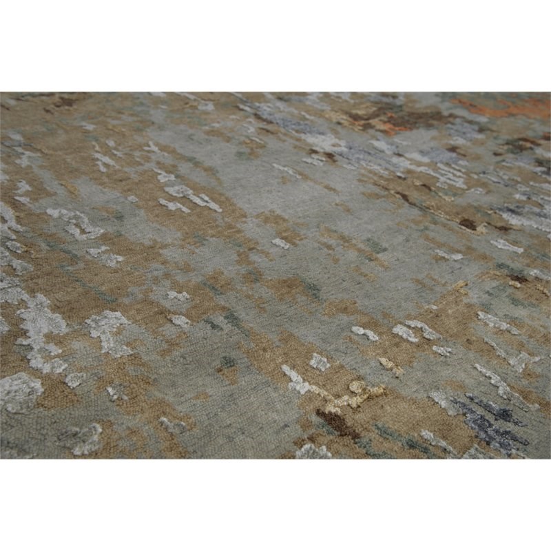Alora Decor Noble 9' x 12' Abstract Blue/Blue/Brown/Orange Hand Knot Area Rug