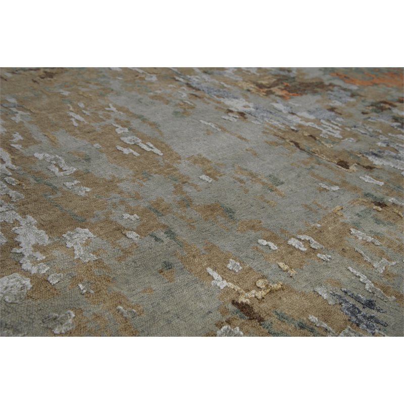 Alora Decor Noble 6' x 9' Abstract Blue/Blue/Brown/Orange Hand Knot Area Rug