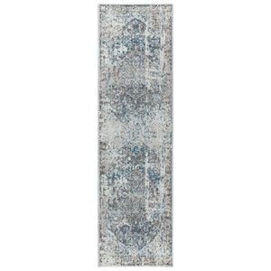 Alora Decor Lavish 2'7&quotx8' Medallion Beige/Gray/Rust/Blue Power-Loomed Area Rug