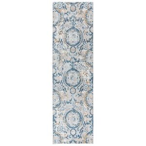 Alora Decor Lavish 2'7&quotx8' Medallion Beige/Gray/Rust/Blue Power-Loomed Area Rug