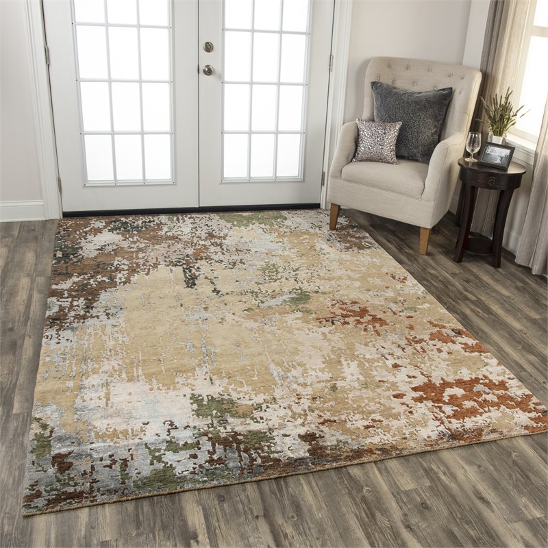 Alora Decor Noble 6' x 9' Abstract Beige/Brown/Gray/Rust/Blue Hand Knot Area Rug